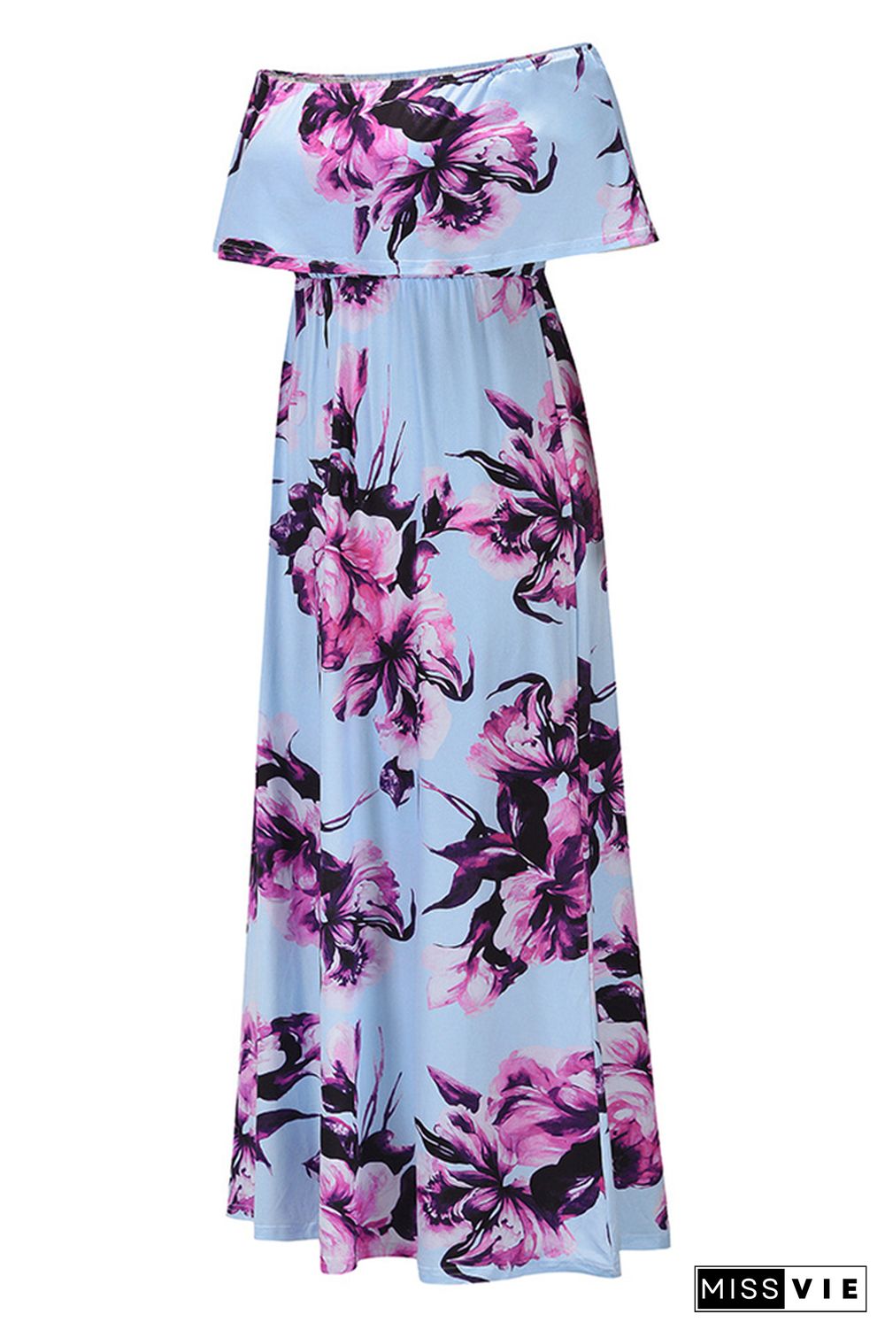 Floral Print Off-shoulder Bohemian Maxi Dress