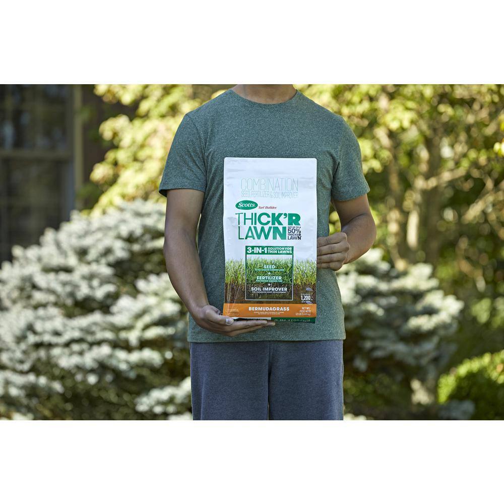 Scotts Turf Builder 12 lbs. 1200 sq. ft. THICK'R LAWN Grass Seed Fertilizer and Soil Improver for Bermudagrass 30177A1