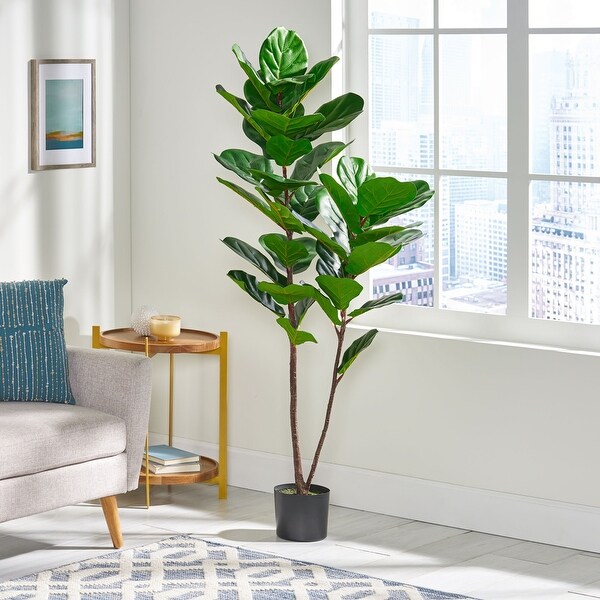 Fake Plant with Sturdy Nursery Pot，Luxury Indoor Plant for Housewarming Gift，Artificial Fiddle Leaf Ficus Tree