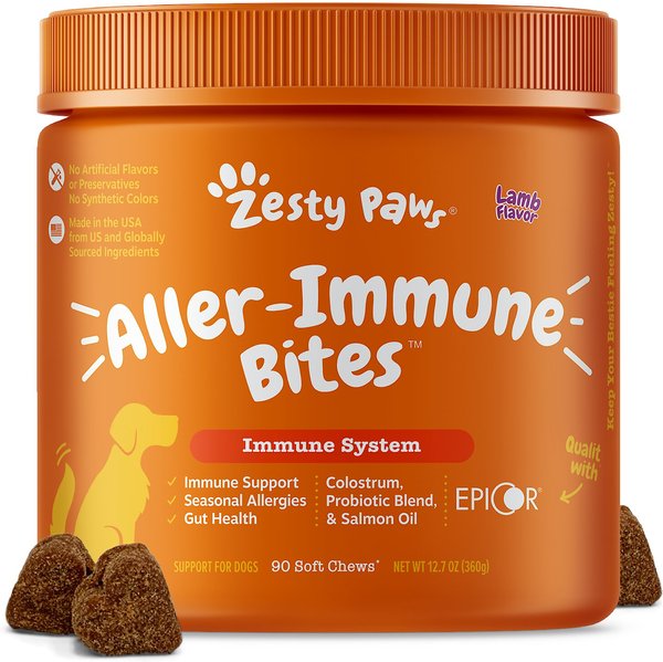 Zesty Paws Allergy Immune Bites Lamb Flavored Soft Chews Allergy and Immune Supplement for Dogs