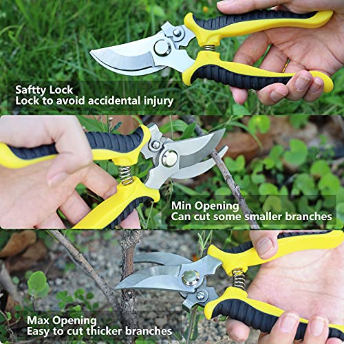 SEBIDER Garden Tools Kit, Gardening Tools Gifts for Women Men Gardener, Garden Tool Set with Saw Pruner Weeder Trowel Transplanter Rake (Heavy Duty Stainless Steel)