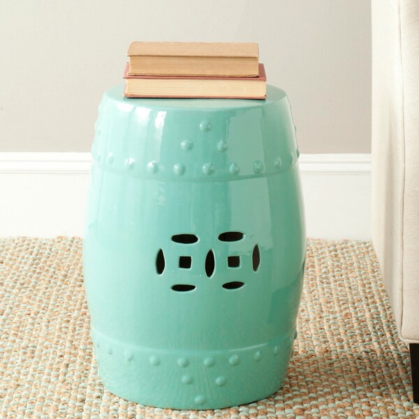 SAFAVIEH Paradise Treasures Light Blue Ceramic Decorative Garden Stool