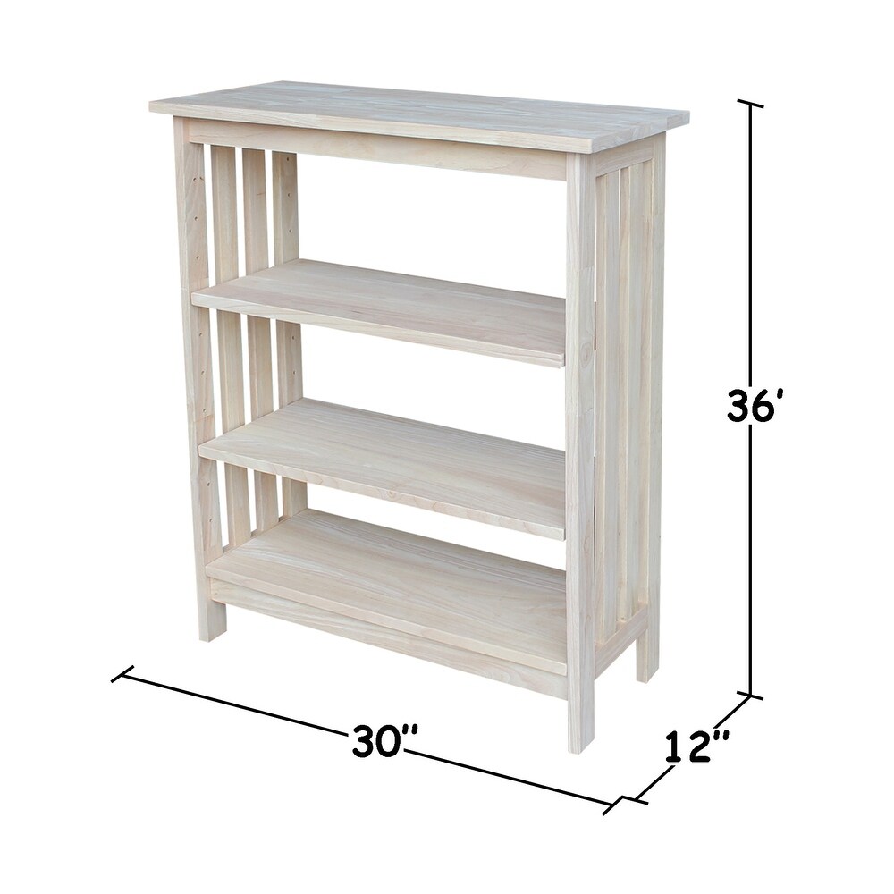 Unfinished Hardwood 3 shelf Mission Style Unit