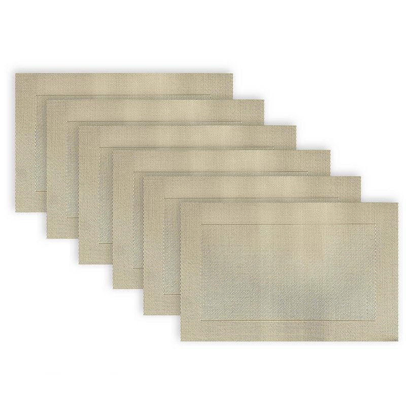 Dainty Home Santa Monica Woven Vinyl Reversible Rectangular Placemat Set of 6