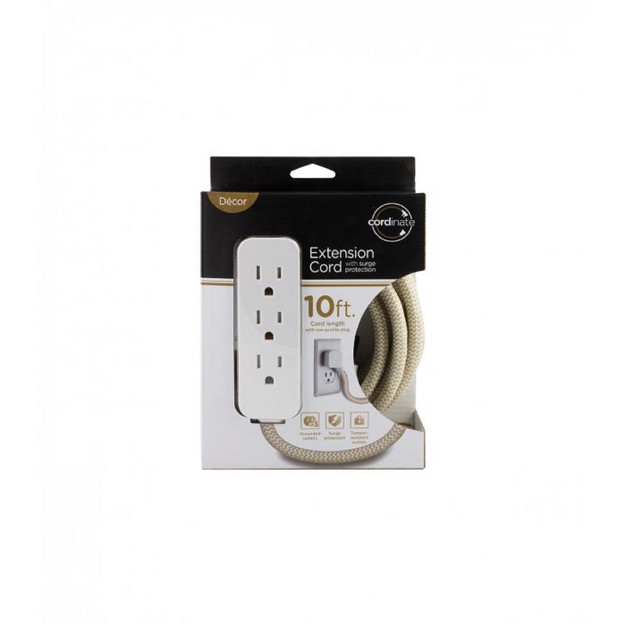 Cordinate Indoor 10 Ft L Tan white Extension Cord 10 3