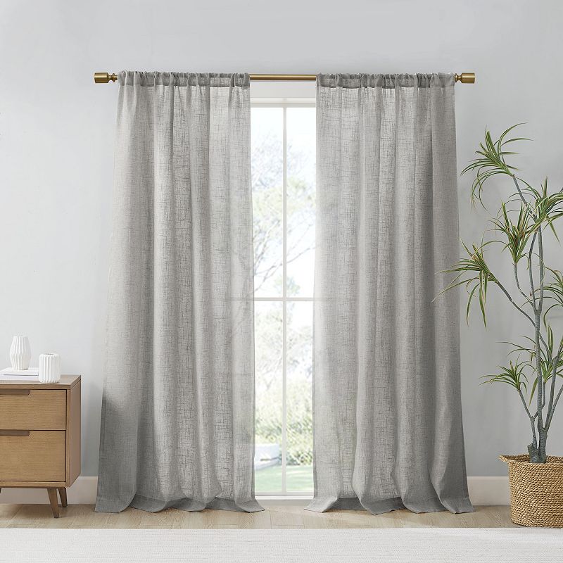 Madison Park Suvi 2-Pack Linen Blend Textured Light Filtering Rod Pocket Window Curtains