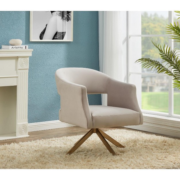 Quartz Swivel Accent Chair Pale Taupe gold Safavieh