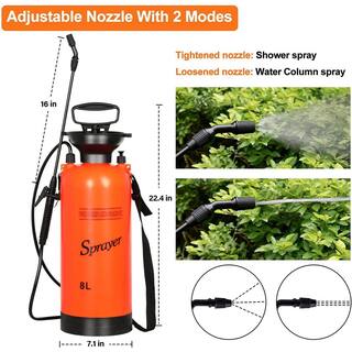 Tidoin 2 Gal. Lawn Pump Sprayer Watering Can with 2 Different Spray Patterns and Pressure Relief Valve DHS-YDW1-321