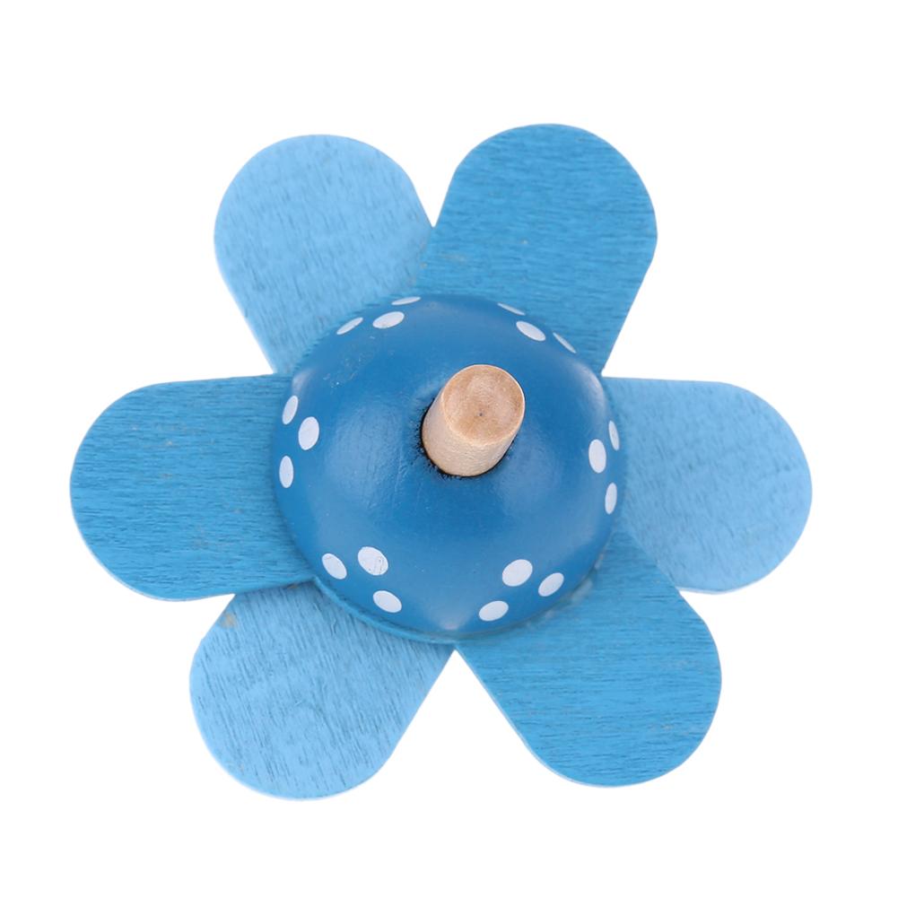 Kid Toys Flower Rotating Wooden Spinning Wood Educational Toy/Blue