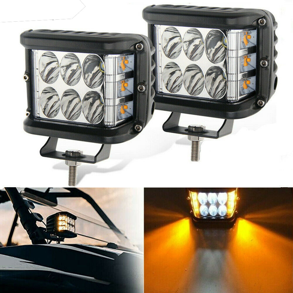 2 Pack LED Pods Spotlight Lights， Cube Offroad Light Pod Fog Lights Spot Flood Amber White Light Bar Driving Lights