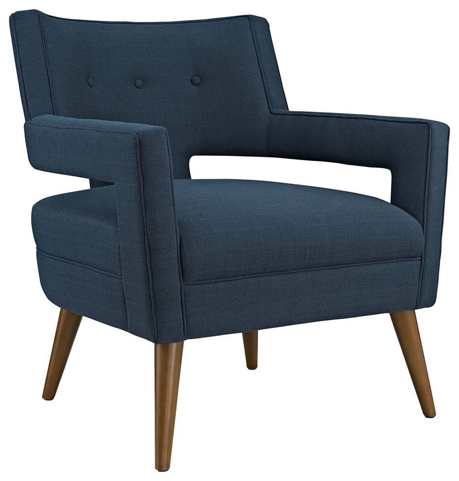 Unique Accent Chair  Azure Polyester Upholstery With Flared Arms and Button Back   Contemporary   Armchairs And Accent Chairs   by Decor Love  Houzz