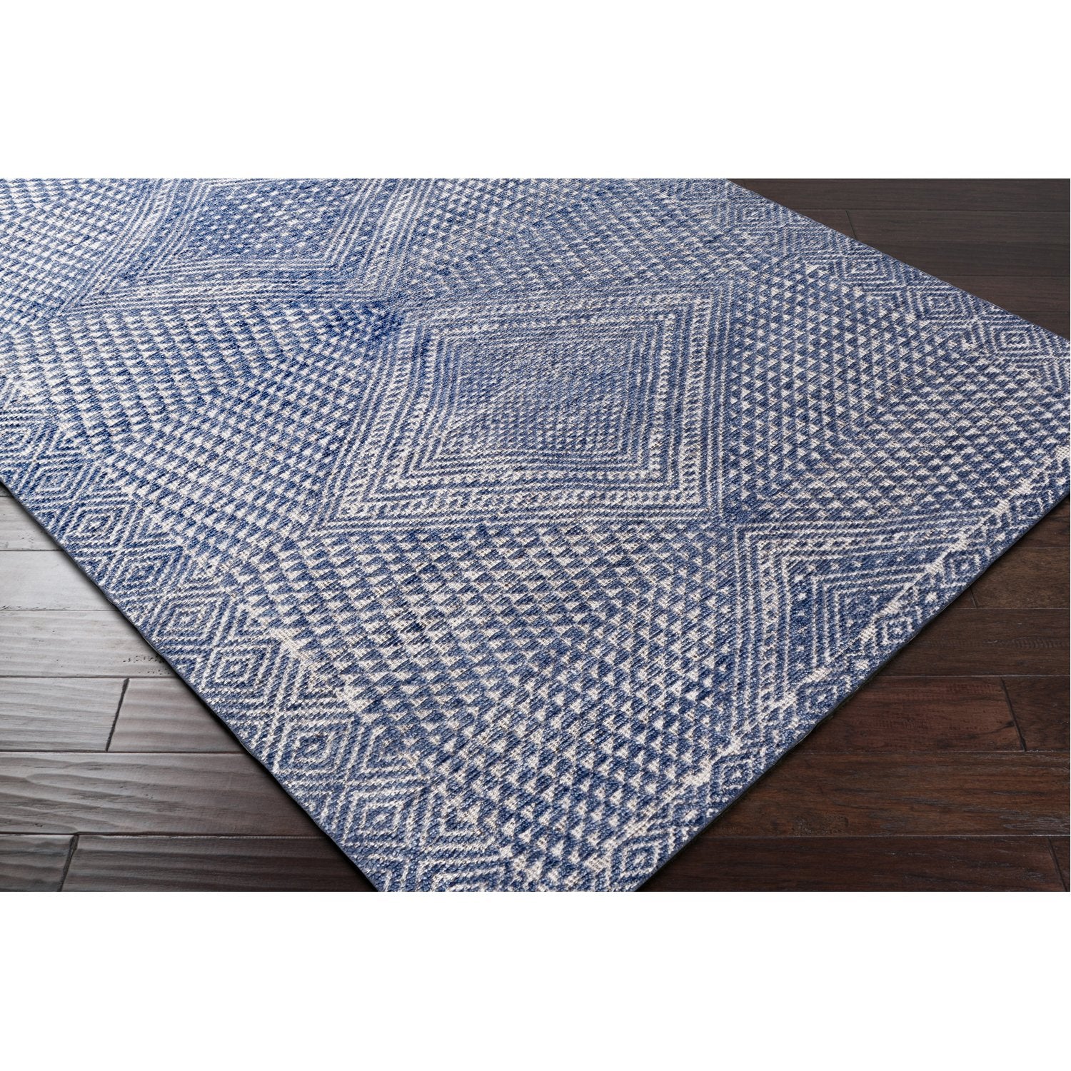 Livorno Hand Knotted Rug in Denim, White, Taupe