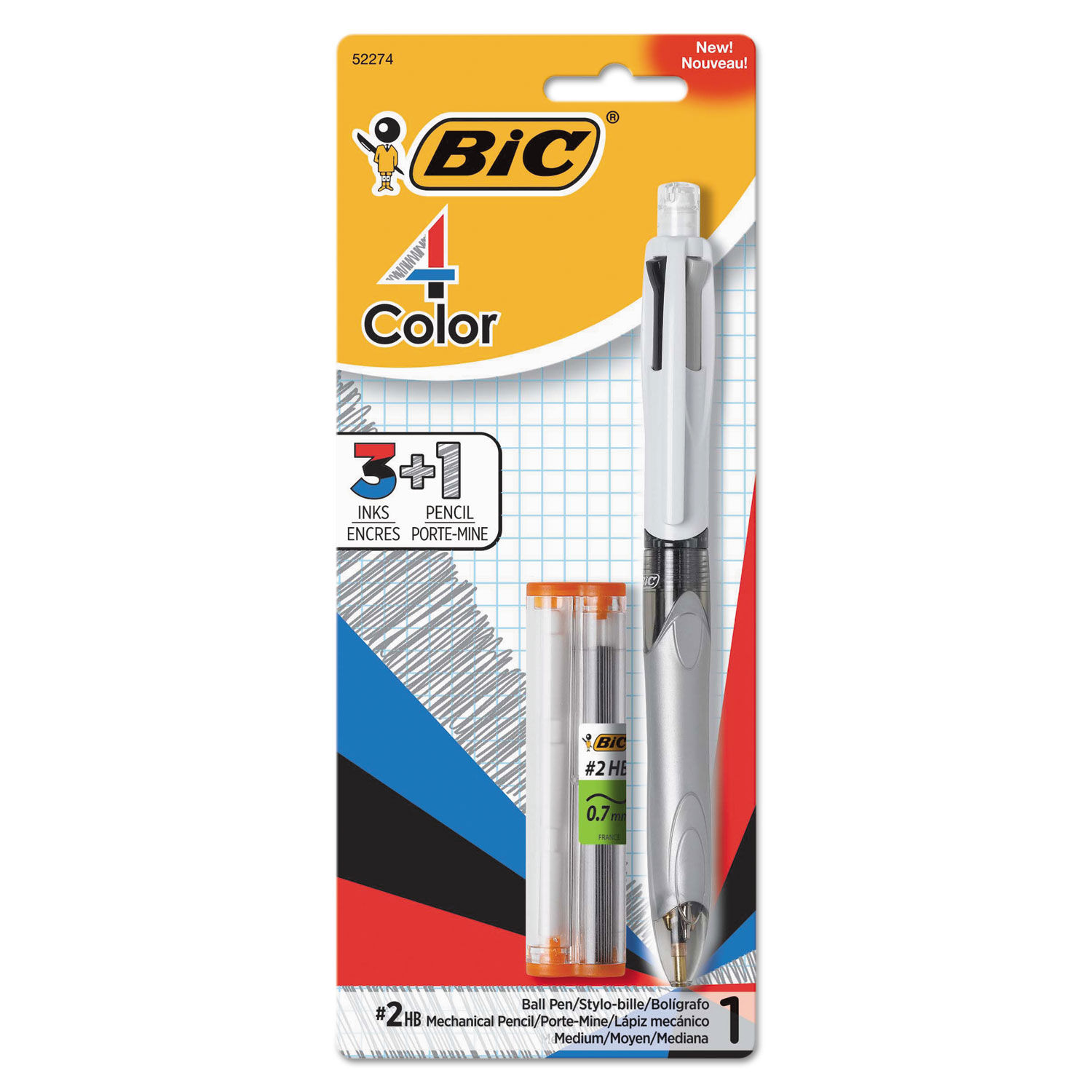 4-Color 3 + 1 Multi-Color Ballpoint Pen