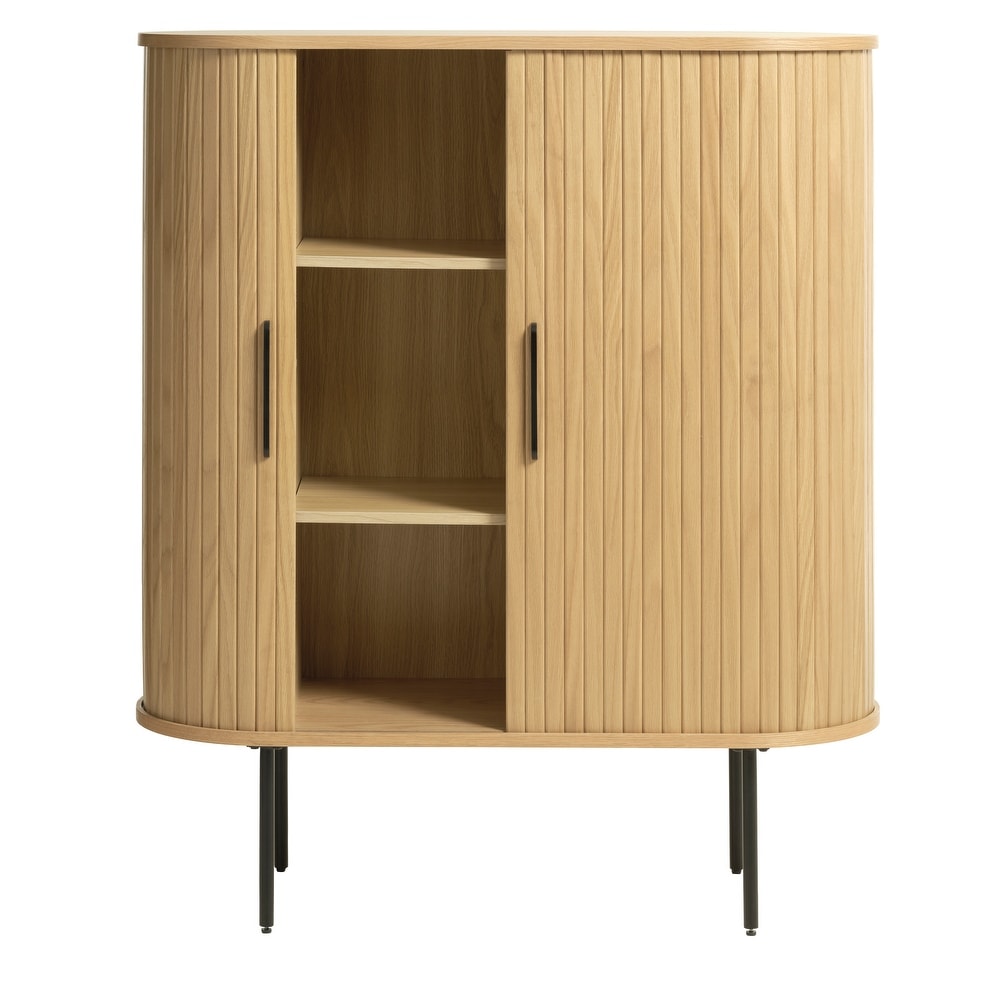 Rye Studio Nicola Mid Century Modern Rounded Sliding Door Cabinet 39\