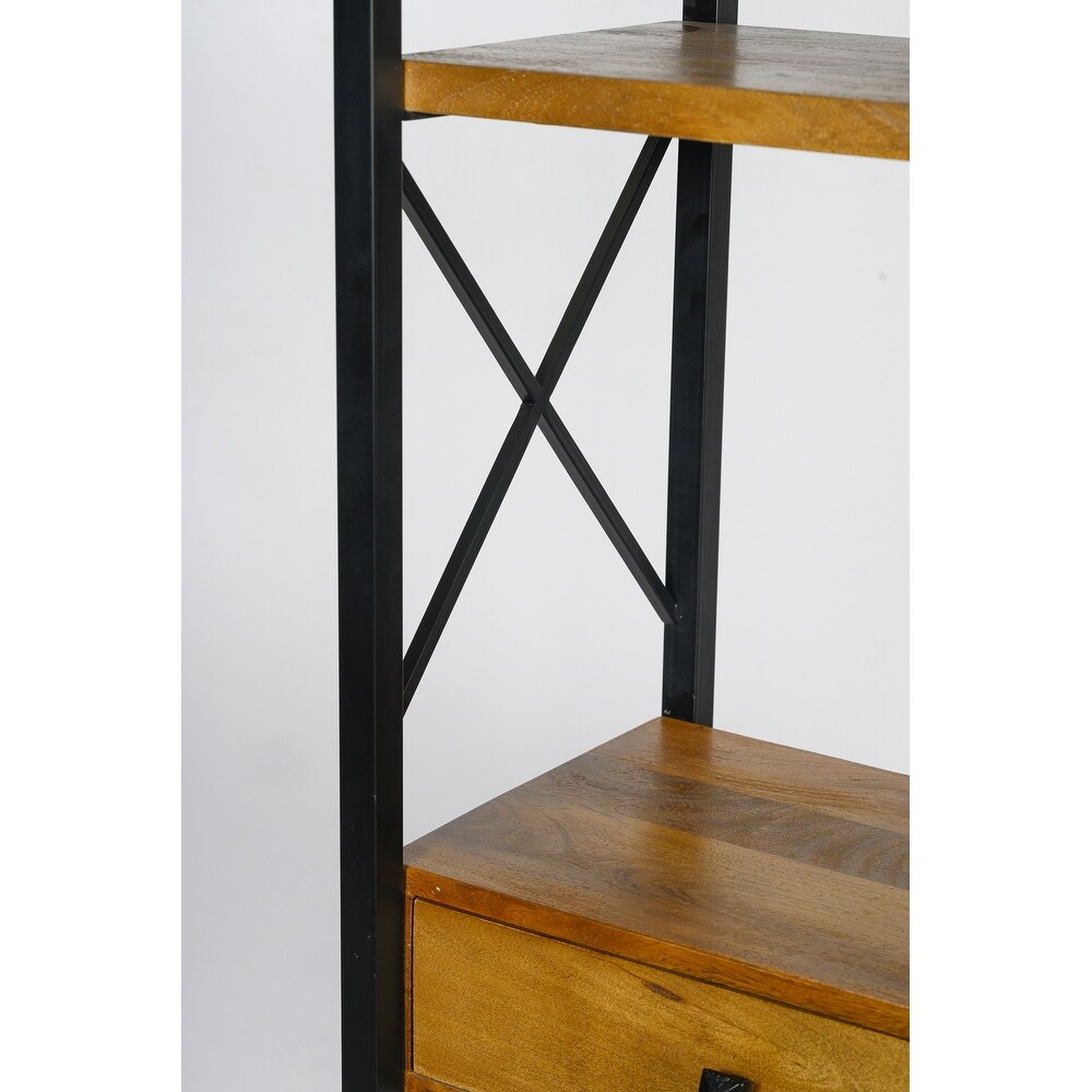 Dakota Wood Metal Tall Etagere Bookshelf
