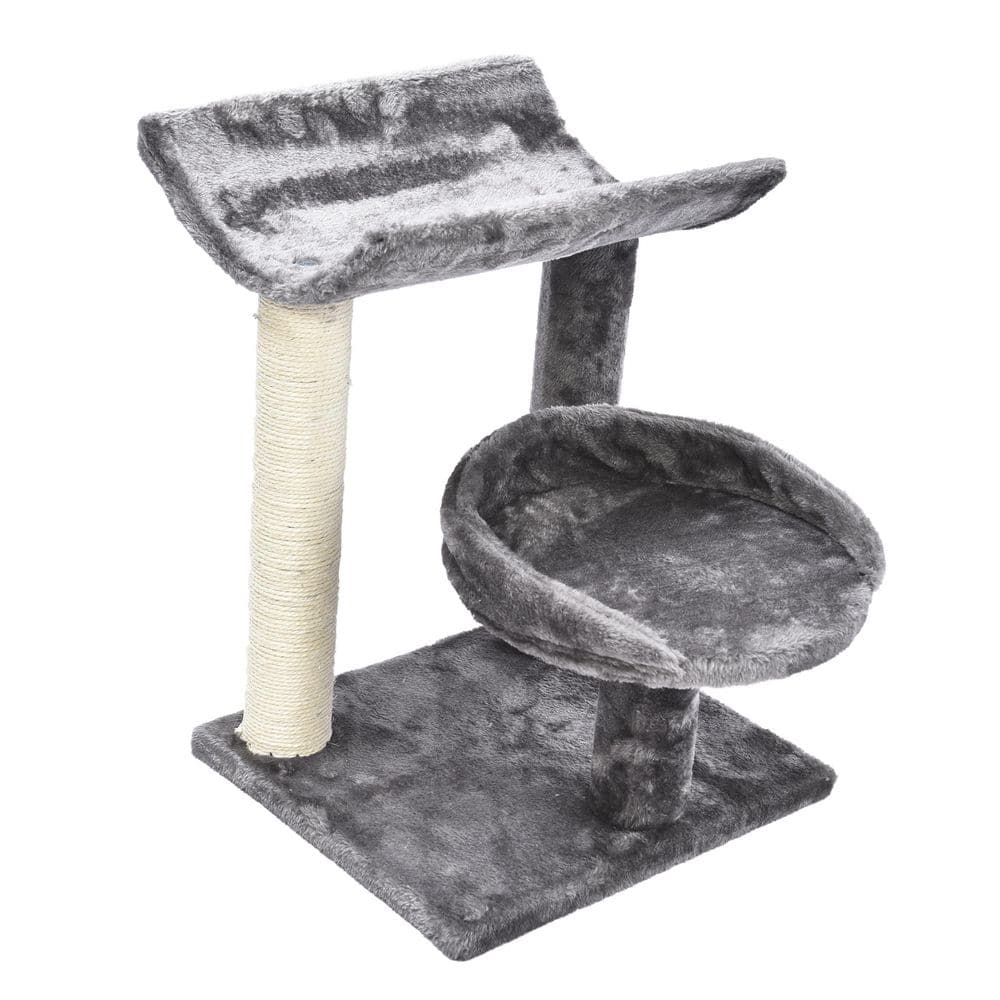 CAT CRAFT 3-Level Plush Scratch and Lounge Cat Tree Habitat, Gray 40538