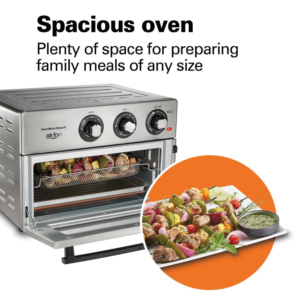 Hamilton Beach Air Fry 1800 W 6 Slice Stainless Steel Countertop Oven with 6 Cooking Functions 31225