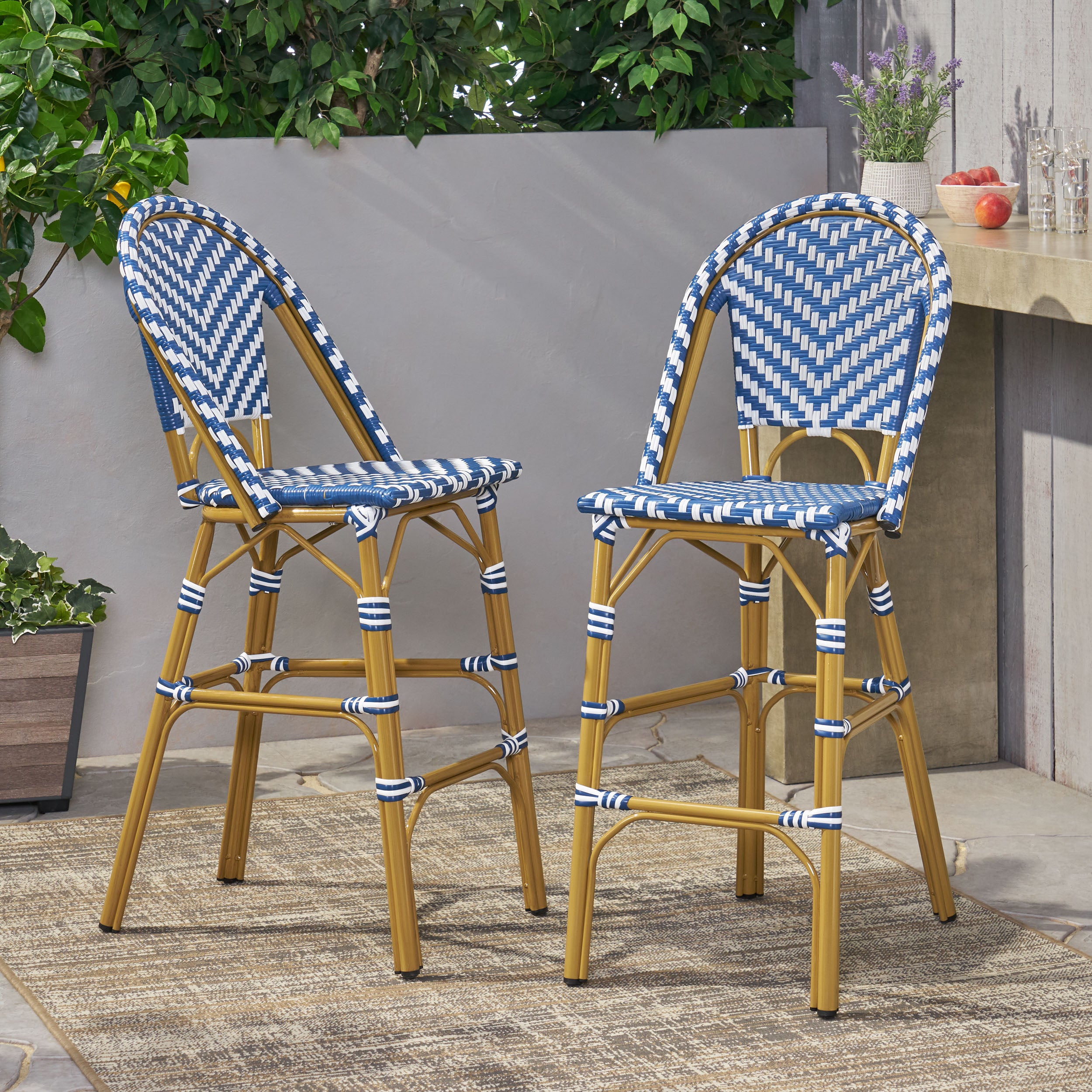 Grelton Outdoor Aluminum French Barstools, Set of 2