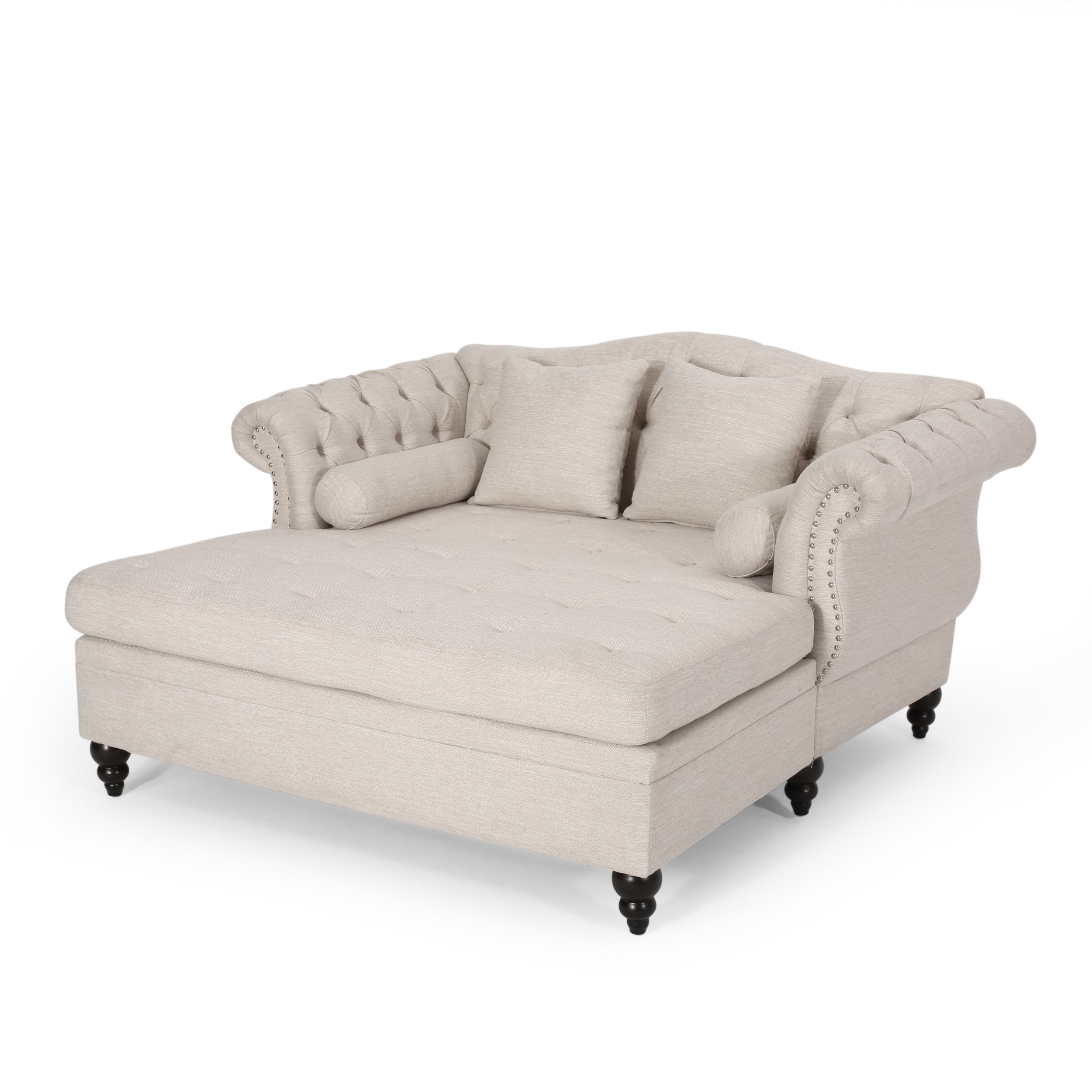 Horeb Contemporary Tufted Double Chaise Lounge with Accent Pillows