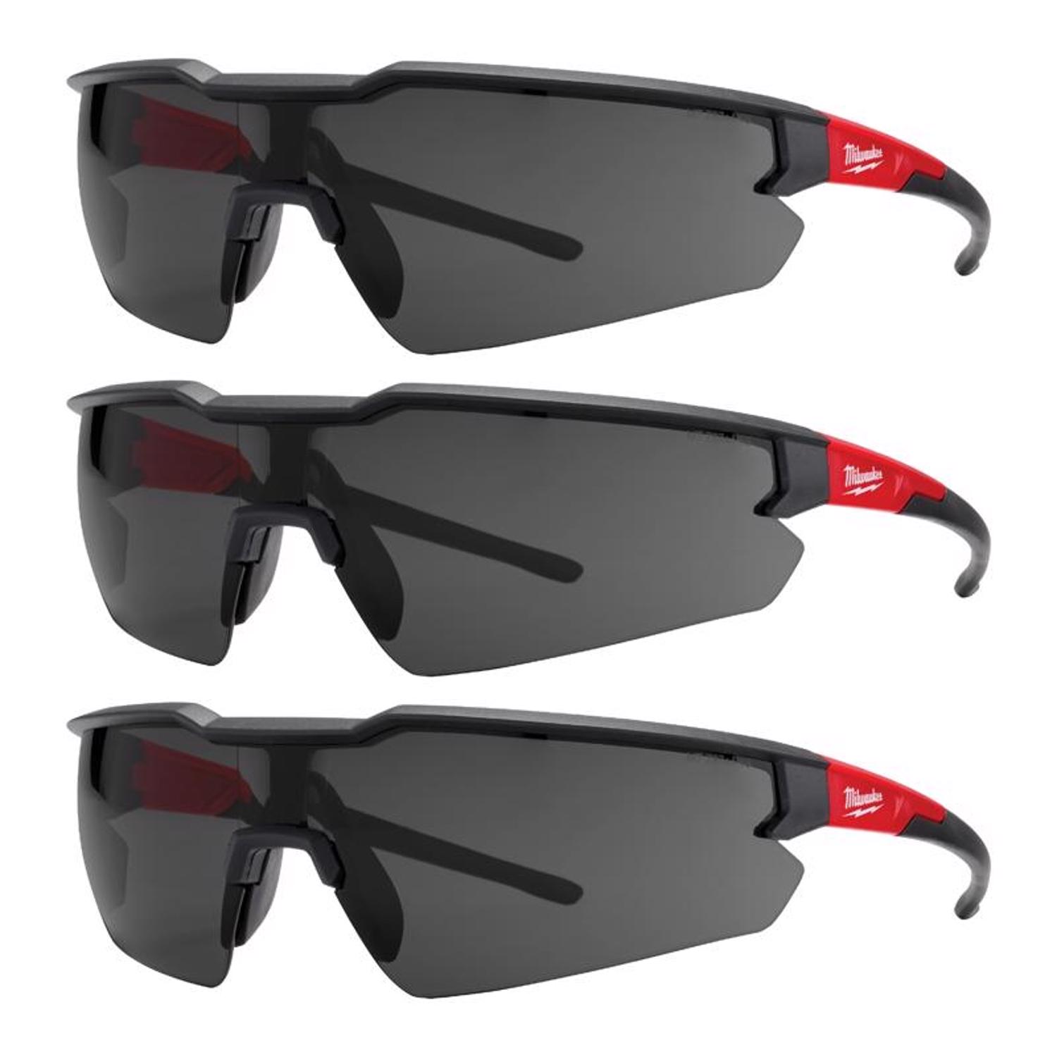 MW Anti-Fog Safety Glasses Tinted Lens Black/Red Frame 3 pk