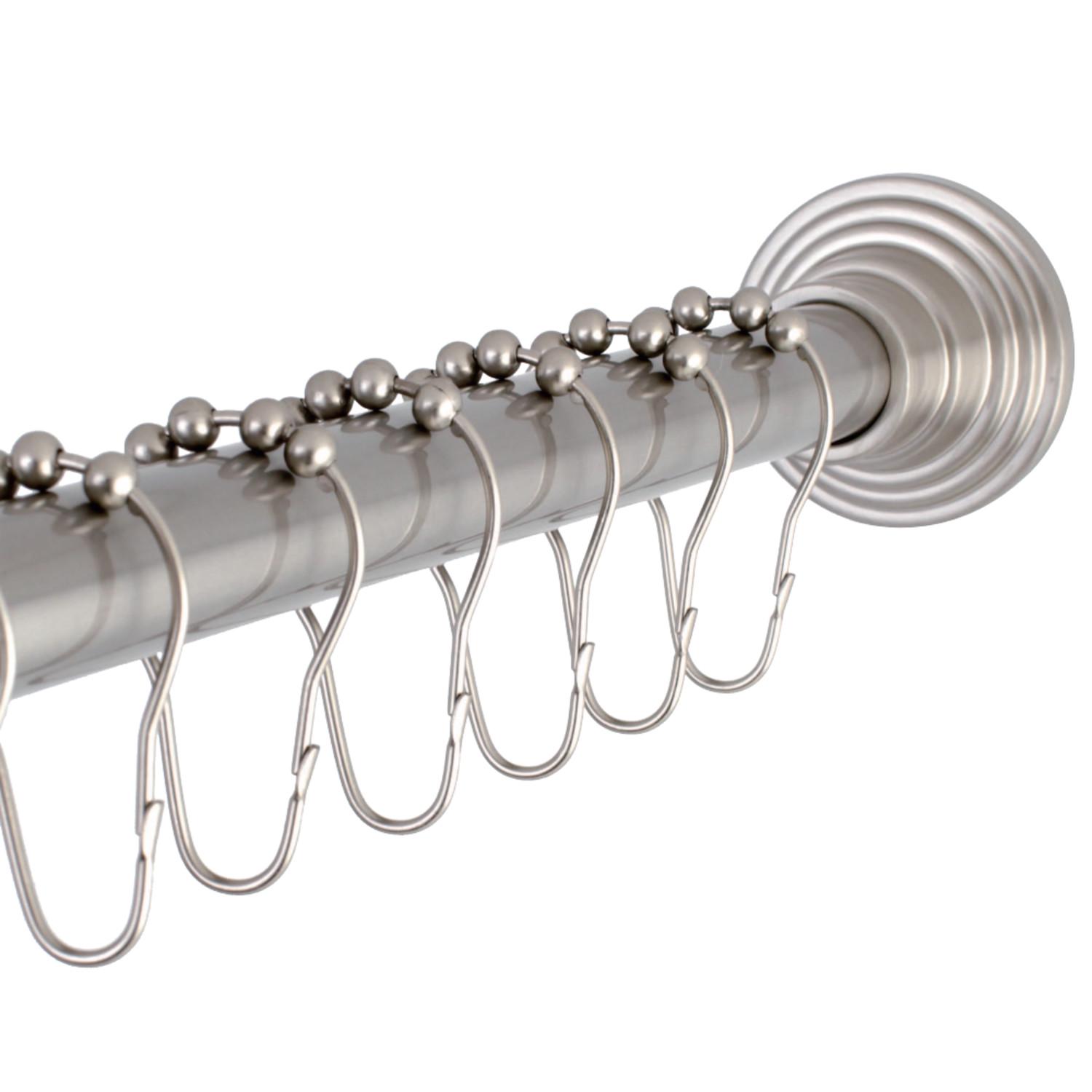 Kingston Brass SCC2718 Edenscape 60 -72 Stainless Steel Adjustable Tension Shower Curtain Rod with Rings， Brushed Nickel