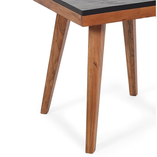 Carson Carrington Chester Mid-Century Style Solid Wood and Slate Square Side Table