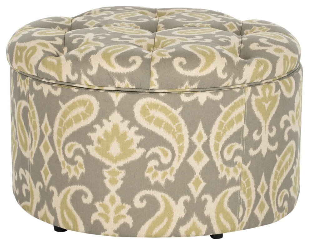 Niska Shoe Ottoman  Ikat Gray/Beige   Mediterranean   Footstools And Ottomans   by Rustic Home Furniture Deco  Houzz