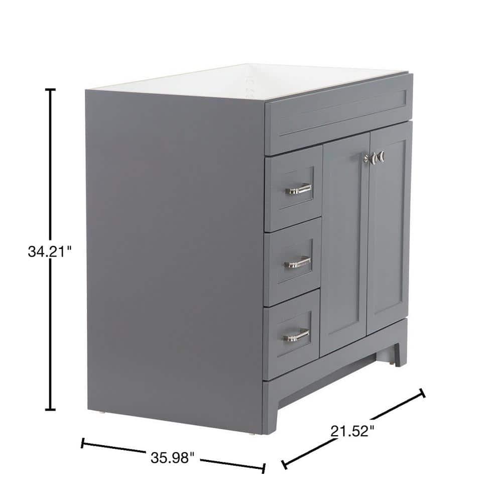 Home Decorators Collection Thornbriar 36 in W x 2152 in D x 342 in H Bath Vanity Cabinet Only in Cement