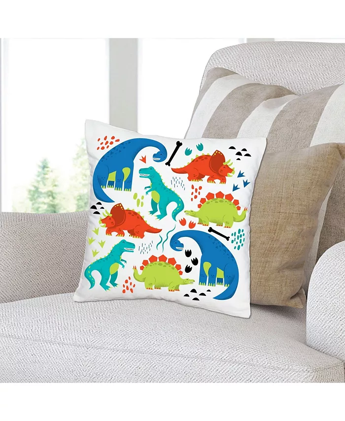 Big Dot of Happiness Roar Dinosaur - Home Decorative Cushion Case - Throw Pillow Cover - 16 x 16 In