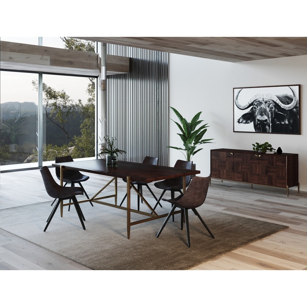 Modrest Shane Modern Acacia   Brass Dining Table