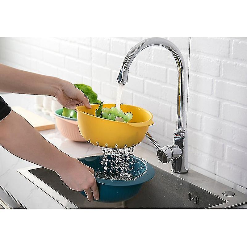 New Kitchen Fruit Vegetable Double Layer Drain  Plastic Cleanout Storage Basket