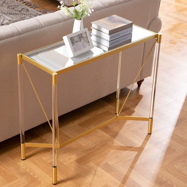 Modern Acrylic Gold Console Table - SICOTAS Small Entryway Table