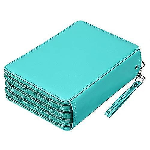 Veeki 200 Slots Colored Pencil Organizer - Deluxe Pu Leather Pencil Case Holder With Removal Handle Strap Pencil Box Large For Colored Pencils Waterco