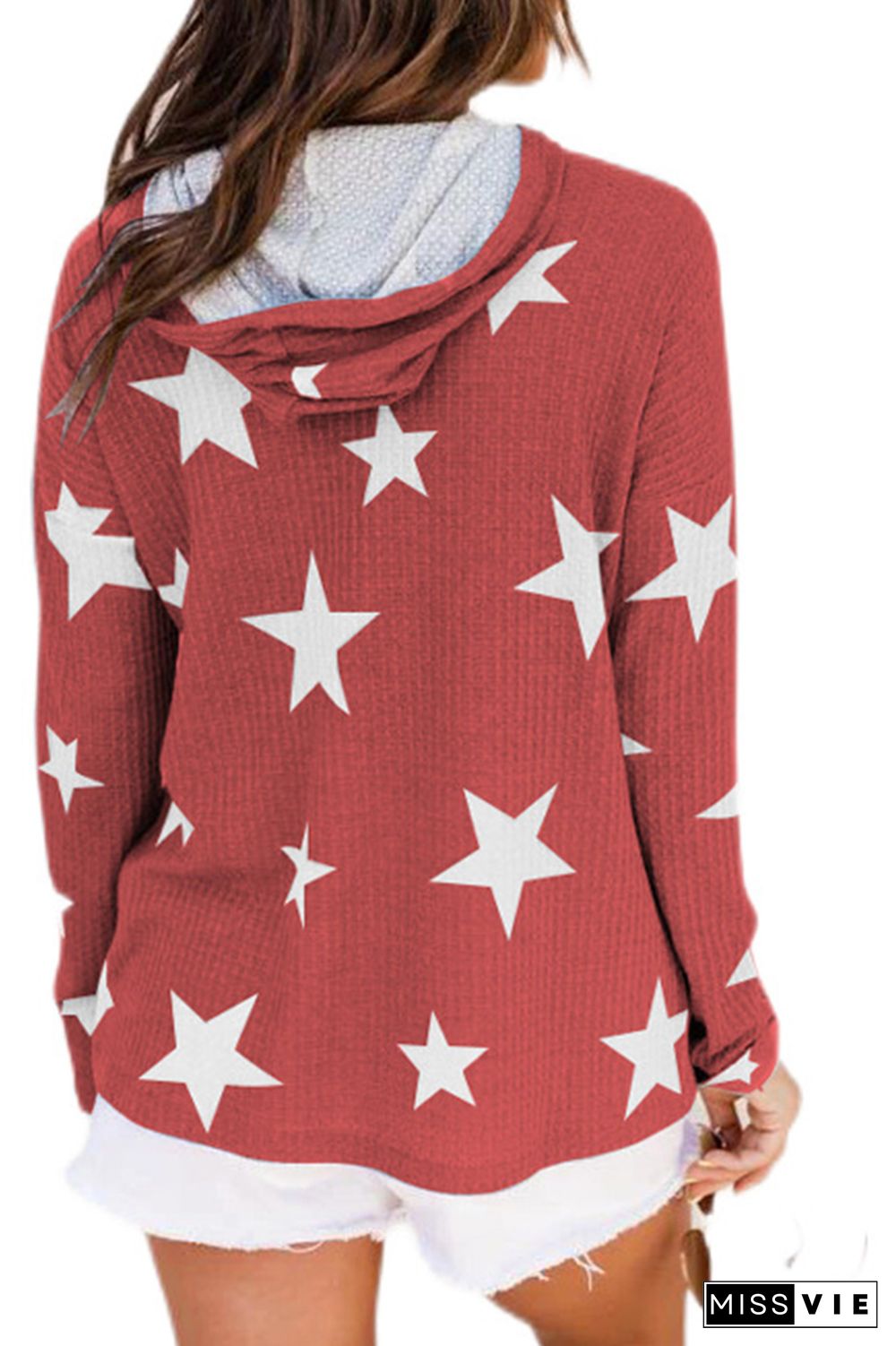 Stars Print Pocket Hoodies Women Wholesale