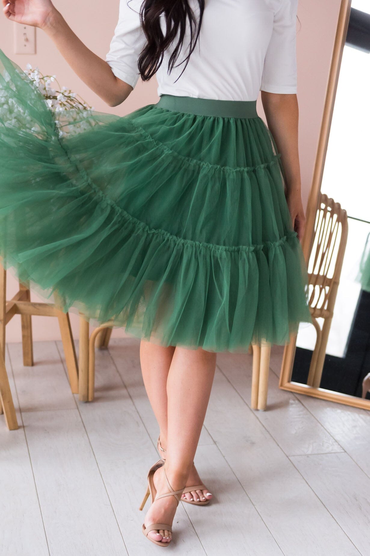 Twirling Away Modest Tulle Skirt