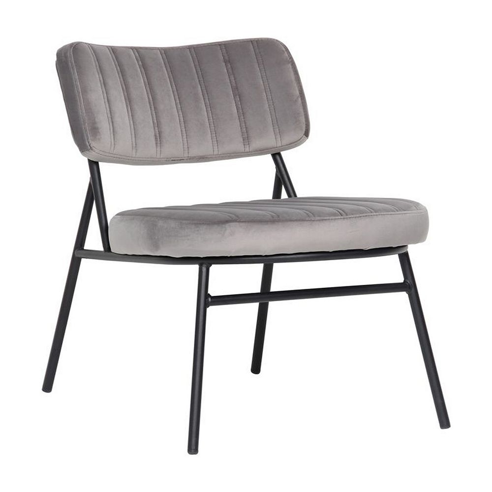 LeisureMod Marilane Velvet Accent Chair with Metal Frame - Fossil Grey