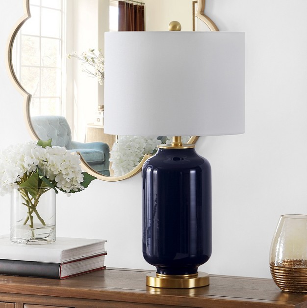 Amaia Glass Table Lamp Navy Safavieh