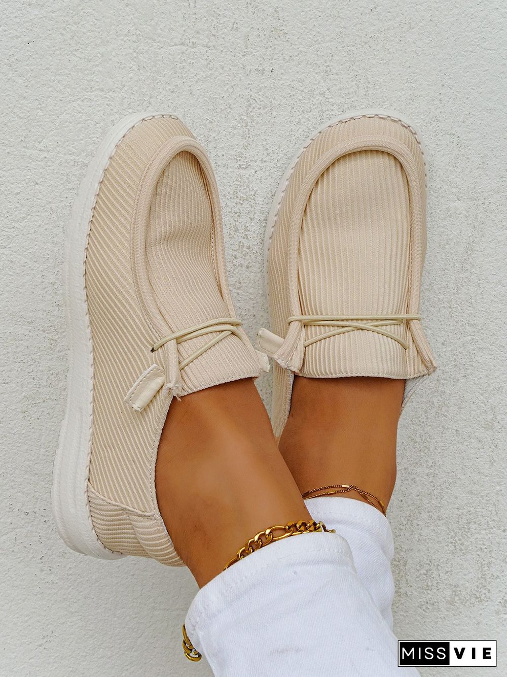 Casual Light Lace Up Flats Canvas Shoes