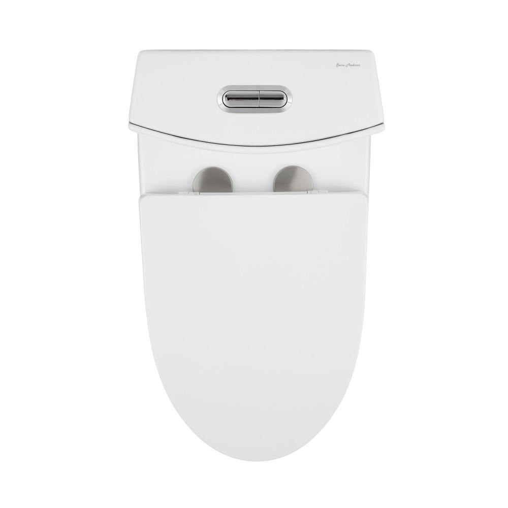 Swiss Madison St. Tropez 10 in. 1-piece 1.11.6 GPF Dual Flush Elongated Toilet in Glossy White Seat Included SM-1T274