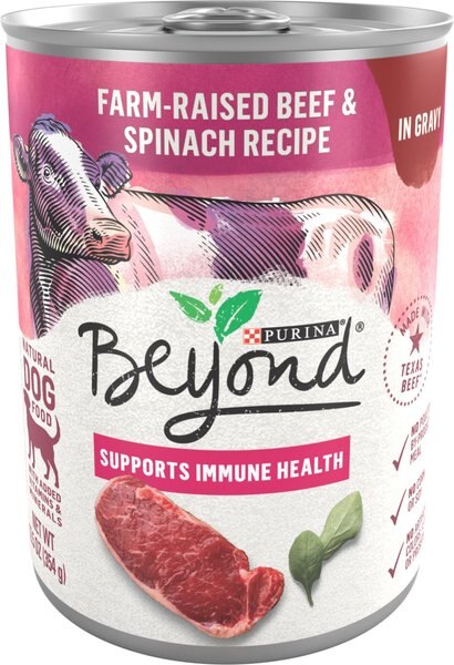 Purina Beyond Farm-Raised Beef and Spinach in Gravy Recipe Canned Dog Food