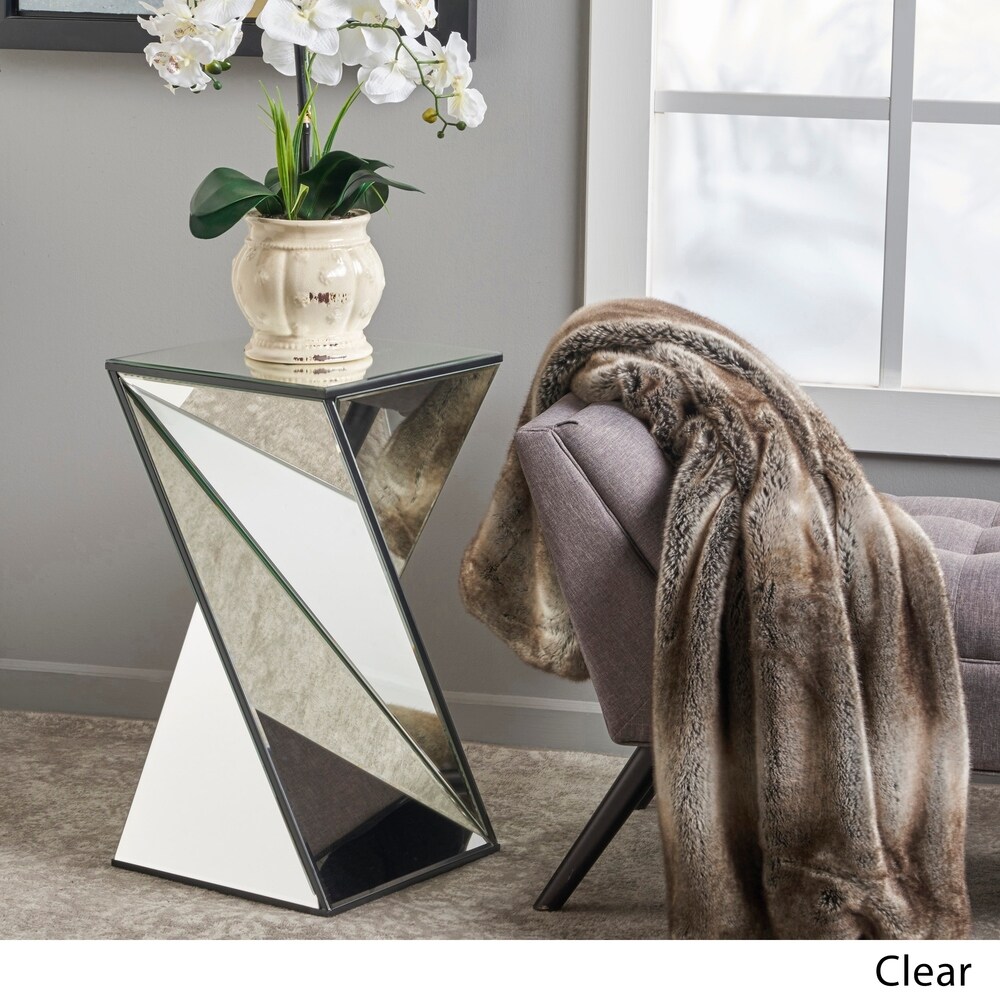 Amiel Geometrical Mirrored End Table by Christopher Knight Home