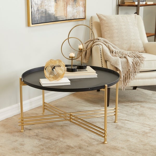 Gold Metal Modern Coffee Table - 33 x 33 x 19