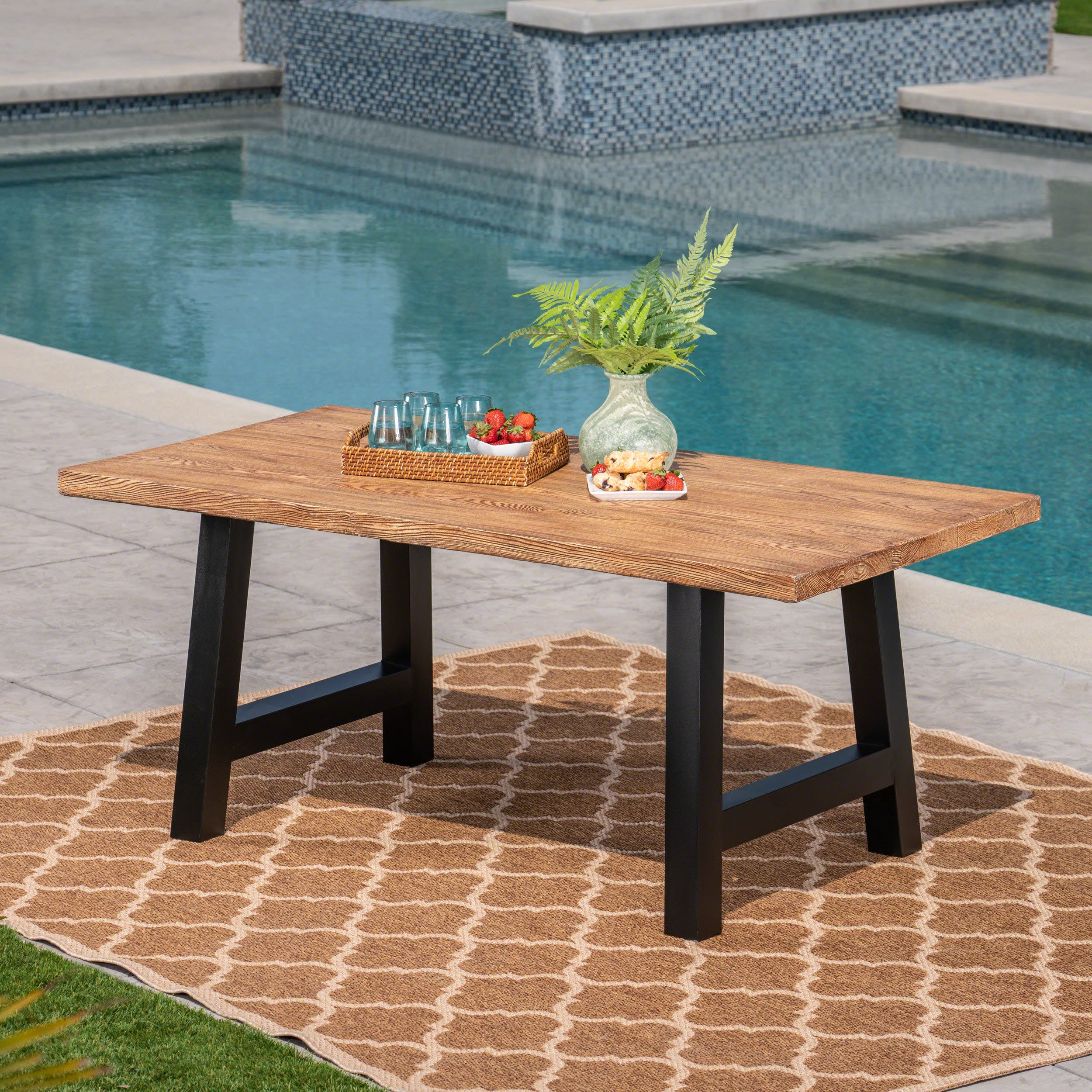 Edward Outdoor Light Weight Concrete Dining Table