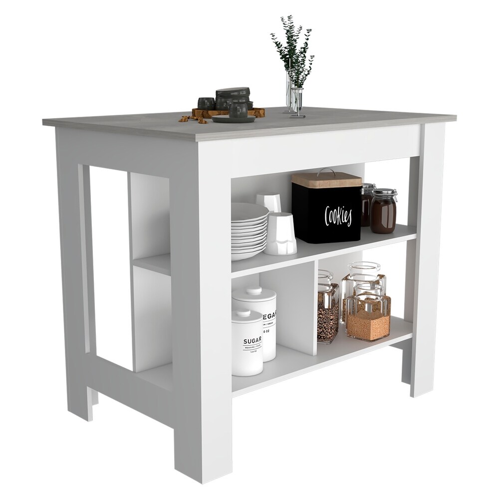 3 Shelf Kitchen Island with Open Shelf