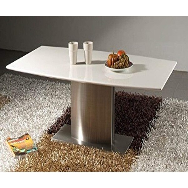 White Marble Top Coffee Table with Stainless Steel Base