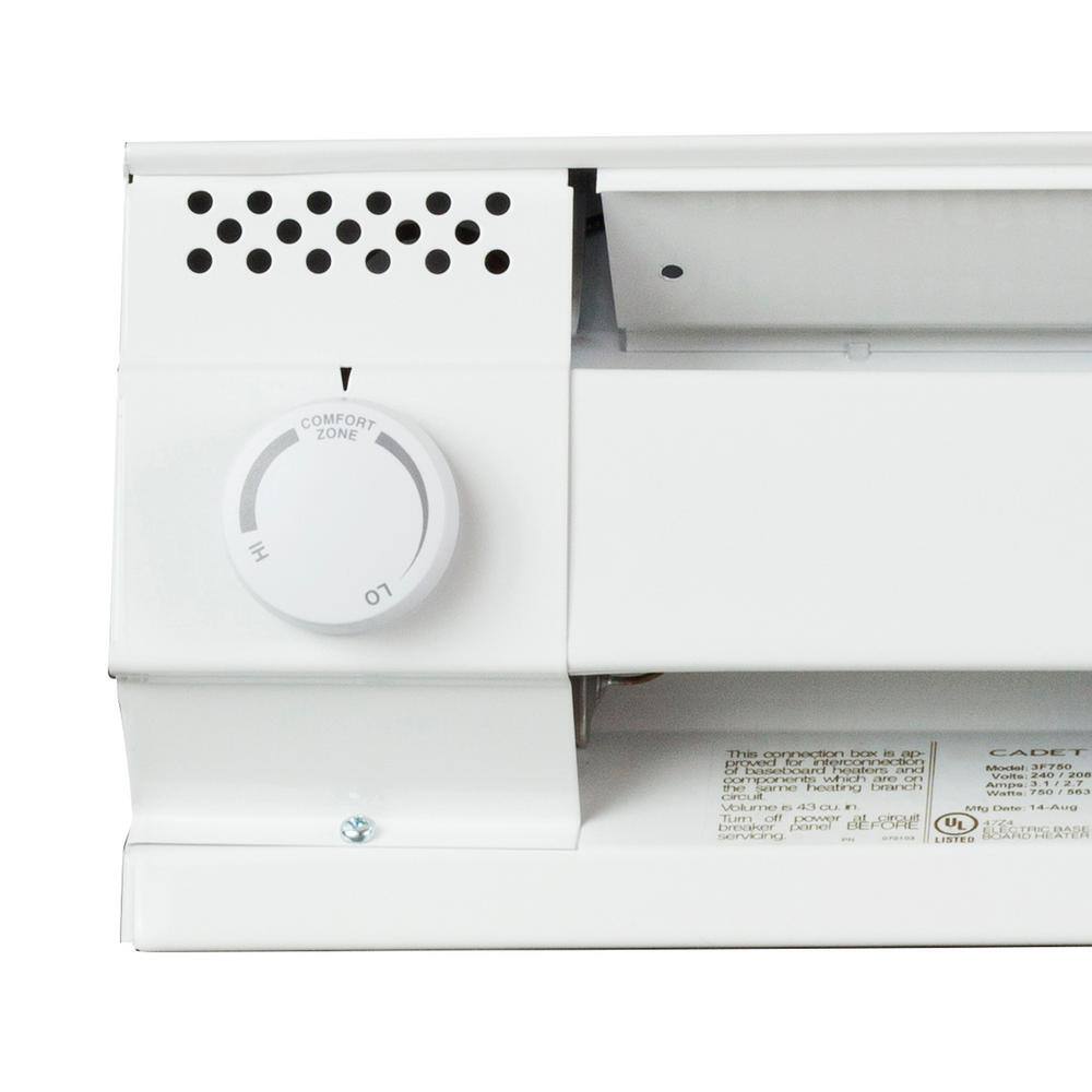 Cadet Single-pole 22 Amp Line Voltage 120240-volt Mechanical Electric Baseboard Heater Mounted Thermostat in White BTF1W