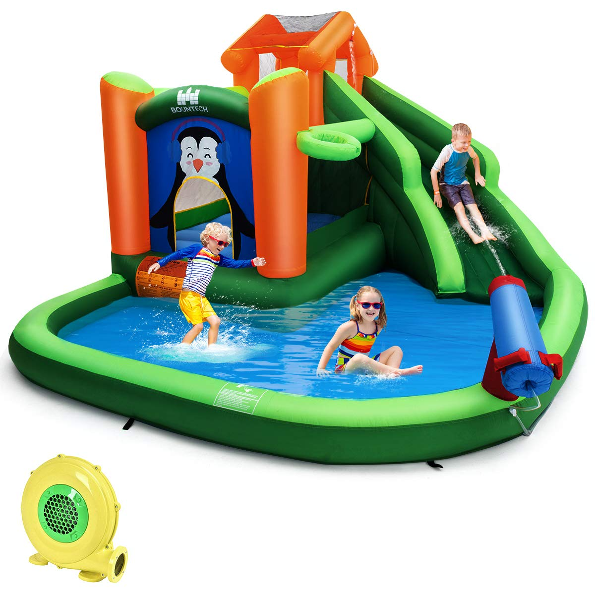 Costzon Inflatable Water Slide | 6 in 1 Jumping Bounce House w/ Climbing Wall for Kids Backyard