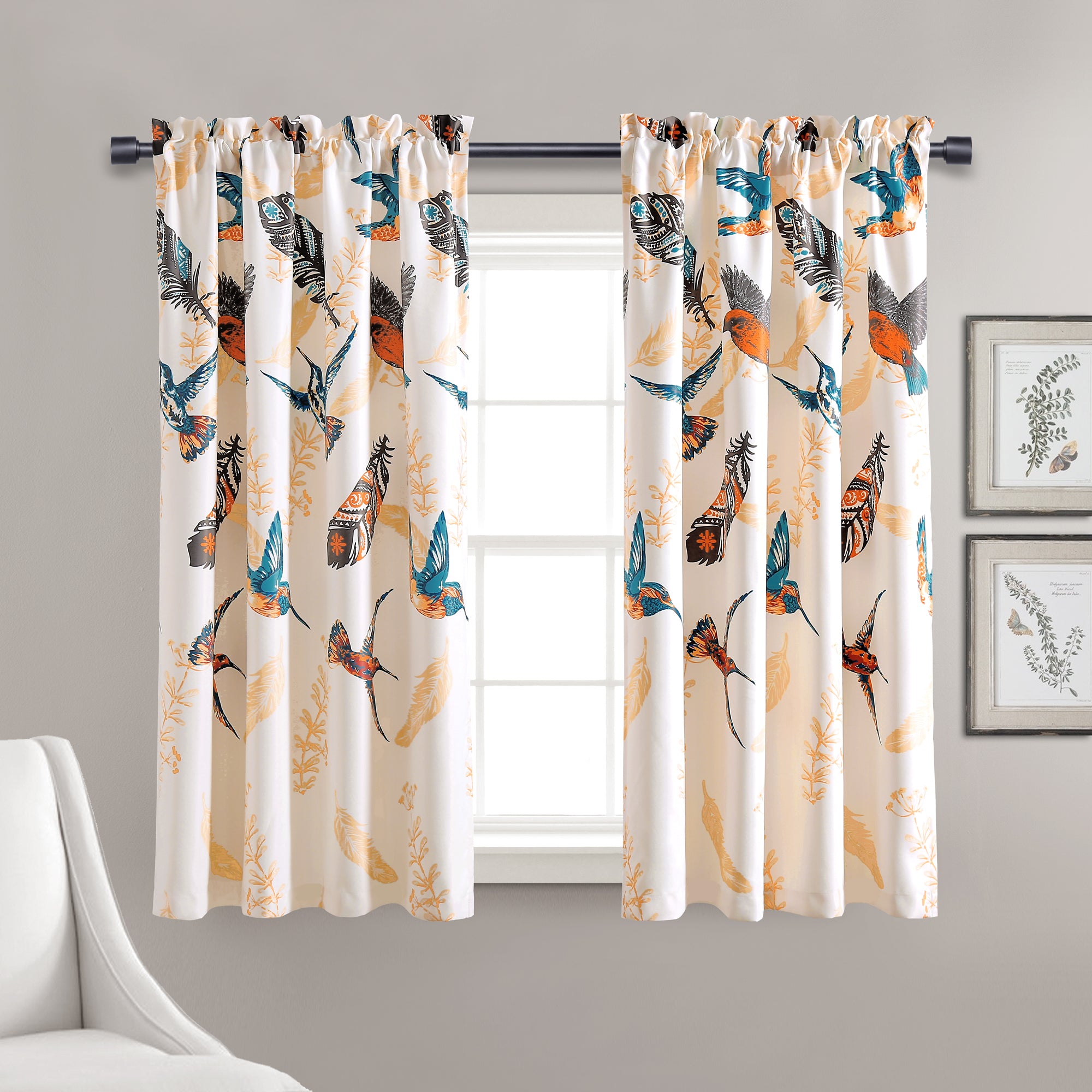 Bird Breeze Room Darkening/Light Filtering Window Curtain Set