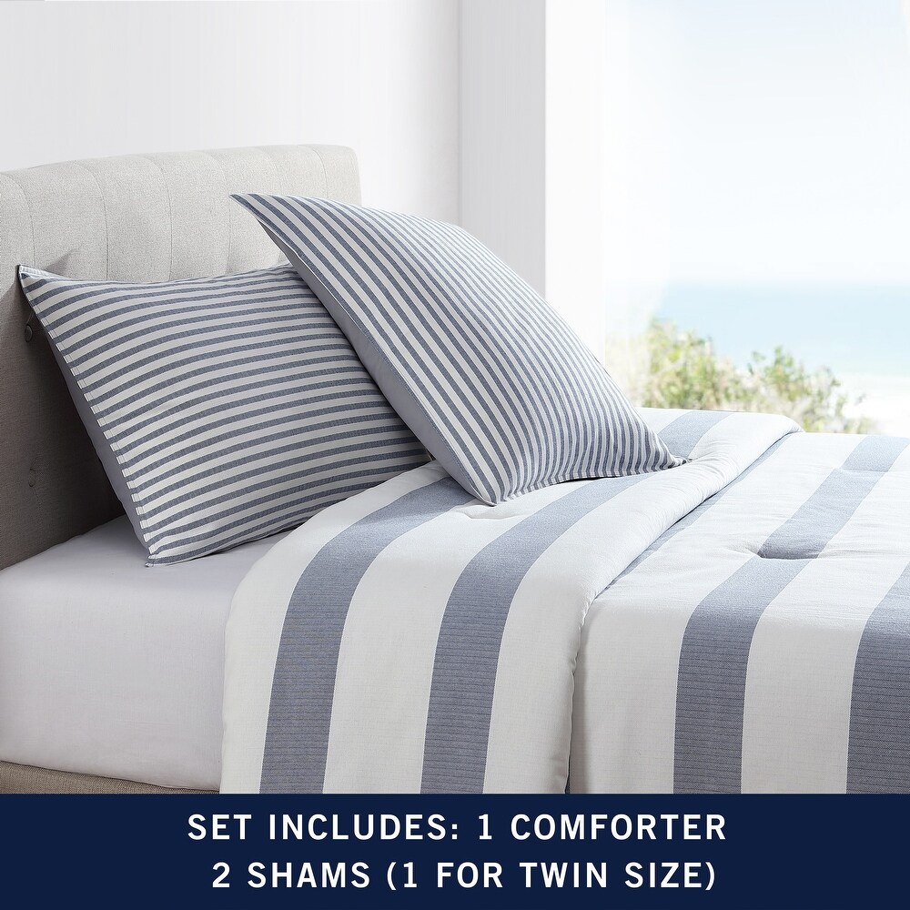 Nautica Fairwater Blue Cotton Reversible Comforter Set