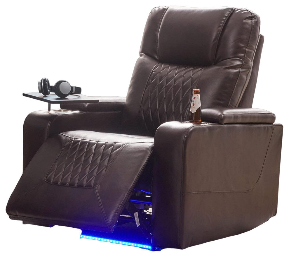 Modern Electric Power Recliner  Swiveling Tray Table  amp2 Cup Holders   Modern   Recliner Chairs   by Decor Love  Houzz